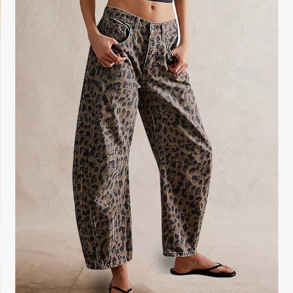 Leopard Print barrel Jeans